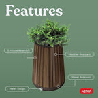 Keter Signature Conic 28.5 Inch Tall Round Large Wood Look Planter - Image 4