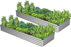 2PCS 9x3x1ft Galvanized Raised Garden Bed Kit, Galvanized Planter Raised Garden by Easllre