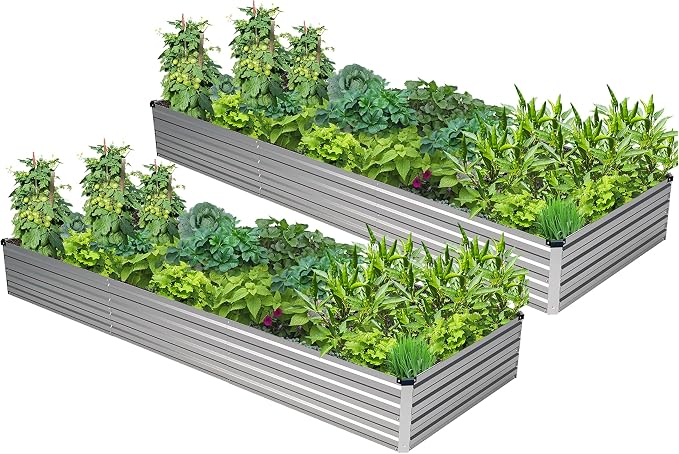 2PCS 9x3x1ft Galvanized Raised Garden Bed Kit, Galvanized Planter Raised Garden by Easllre