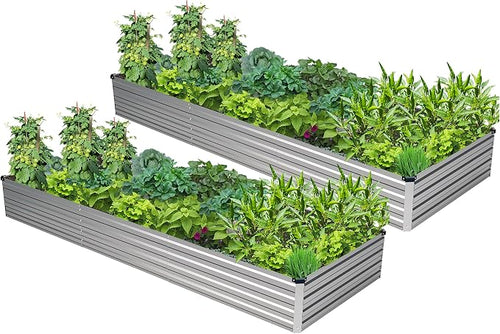 2PCS 9x3x1ft Galvanized Raised Garden Bed Kit, Galvanized Planter Raised Garden by Easllre