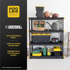 CX Black & Yellow, 4-Tier Heavy Duty Plastic Storage Shelves that Support up to - Image 5