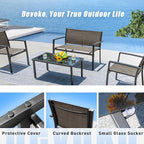 Devoko 4 Pieces Patio Furniture Set Outdoor Garden Patio Conversation Sets - Image 5