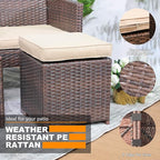 Patiorama 2 Pieces Assembled Outdoor Patio Ottoman, Indoor Outdoor All-Weather - Image 4