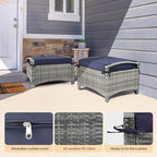 VINGLI Wicker Outdoor Ottoman Set of 2, All Weather PE Rattan Footstool - Image 6