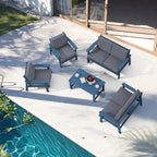 SERWALL HDPE Patio Furniture Set, 5 Piece All Weather Wood-Like Sectional - Image 9