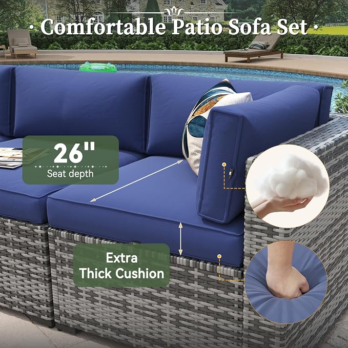 Aoxun 10 Piece Patio Furniture Set Wicker Rattan Patio Conversation Set Outdoor - Image 4