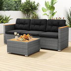Tangkula 3-Seat Patio Wicker Couch Sofa, Outdoor 3 Seater Rattan Furniture Set - Image 4