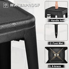 Elevon 30 Inches Metal Bar Stools, High Backless Stools, Indoor Outdoor - Image 4