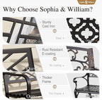 Sophia & William Outdoor Metal Bench Patio Garden Bench, Cast Iron Park Benches - Image 7