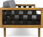 Merax Outdoor 3 Seater Daybed, Acacia Wood Patio Day Bed Couch Sofa - Image 5