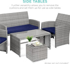 Best Choice Products Set of 2 Wicker Ottomans, Additional Seating, Side Table - Image 9