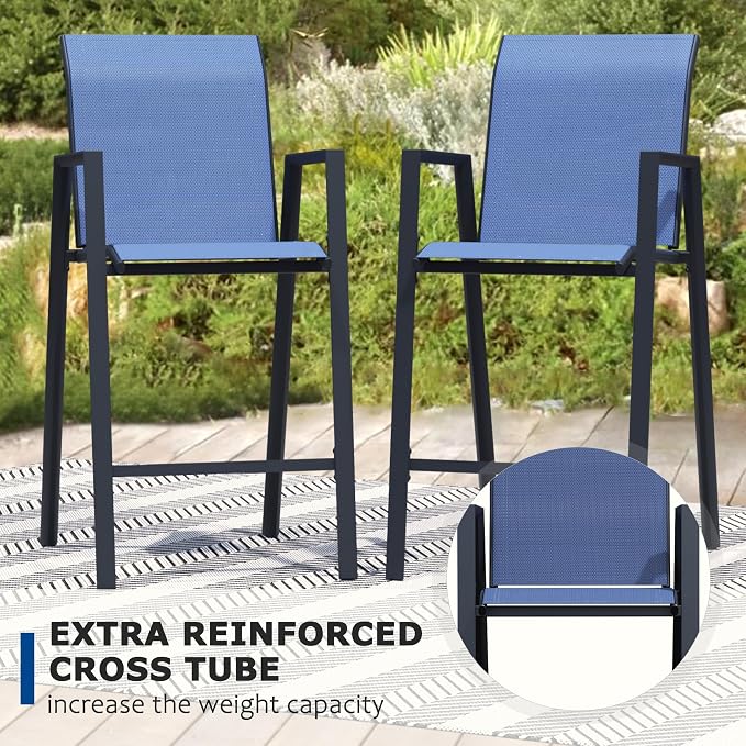 Outdoor Bar Stools Set of 2, Bar Height Chairs - Image 4