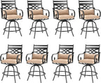 PHI VILLA Outdoor Swivel Bar Stools Set of 8，Patio Counter Height Bar Chairs by PHIVILLAThepioneerofcomfortablehouseholdsupplies