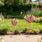 Set of 2 Pink Flamingo Outdoor Planters - Image 2