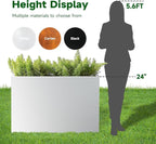 White Steel Heavy Planter for Outdoor Plants Metal Rectangular Outdoor Planter - Image 2