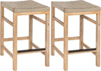 JONATHAN Y CSL1201A-SET2 Armand 25.6" Modern Coastal Backless Acacia Wood by JONATHANY