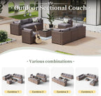 Aoxun 10 Piece Patio Furniture Set Wicker Rattan Patio Conversation Set Outdoor - Image 5