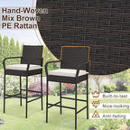 COSTWAY Wicker Bar Stools Set of 2, Patio Bar Height Chairs - Image 4