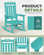 Oversized Outdoor Rocking Chair, High Back Porch Rocker Chair, HDPE All Weather - Image 6