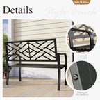 Sophia & William Outdoor Metal Bench Patio Garden Bench, Cast Iron Park Benches - Image 8