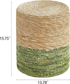 Wimarsbon Ottoman Poof, Natural Seagrass Poufs, Hand Weave Round Footstool - Image 3