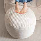 HIGOGOGO Round Stuffed Pouf Ottoman, Corduroy Poufs by HIGOGOGO