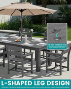 SERWALL Outdoor Dining Table Set, 67‘’ HDPE Patio Dining Set - Image 4
