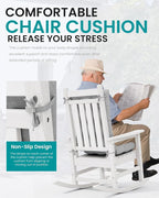SERWALL HDPE Outdoor Rocking Chair Cushion Set of 4, Memory Foam Cushion - Image 4