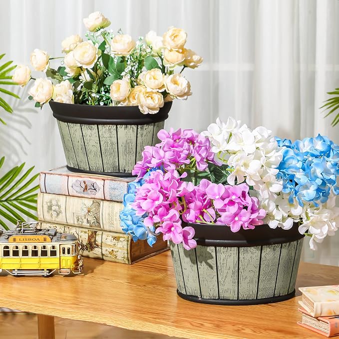 Layhit 6 Pcs Wall Hanging Planters Outdoor Pot Planter Wine Barrel Planter - Image 5