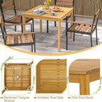 Tangkula 36" Square Outdoor Dining Table, Acacia Wood 4-Person Patio Dining - Image 5