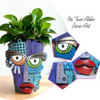 Abstract Face Planter Pots for Plants, Hand-Painted Colorful Flower Pots - Image 3