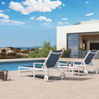 PURPLE LEAF Lounge Chair Outdoor Set 2 Pieces White Aluminum Chaise Lounge - Image 3