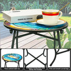 Fashion&cool Patio Side Table, 14 Inch Weather Resistant Metal Side Table - Image 4
