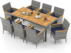 Tangkula 9 Pieces Rattan Outdoor Dining Set by TANGKULA