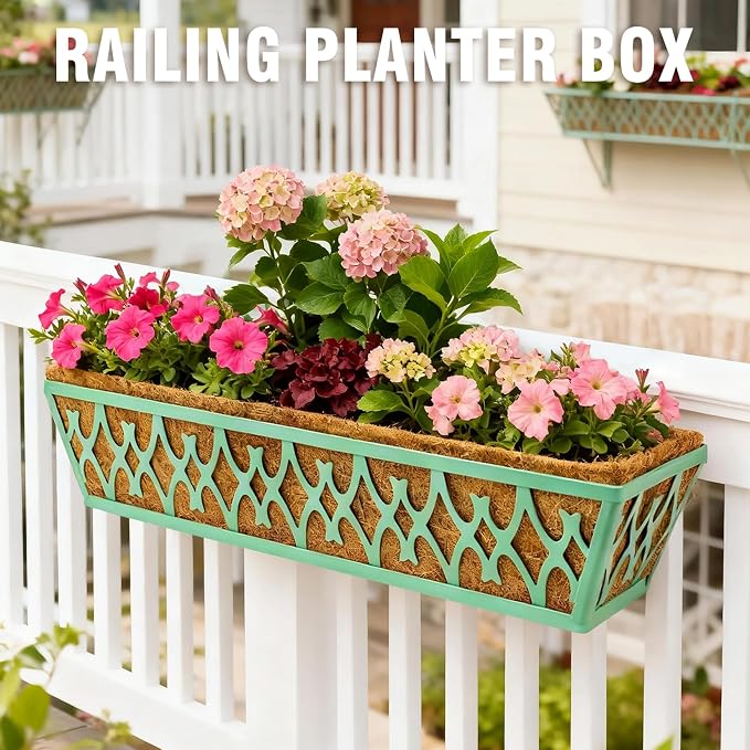 2 Pack 24 Inch Window Boxes Planters Railing Planter Box - Image 4