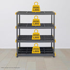 CX Black & Yellow, 4-Tier Heavy Duty Plastic Storage Shelves that Support up to - Image 4
