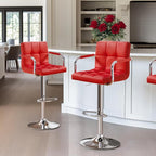 Yaheetech Bar Stools Set of 2, PU Leather Adjustable Swivel Barstools, - Image 2