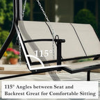 Textilene 3 Seat Hanging Swing, 5.2FT Patio Bench Swing, 660lbs Heavy Duty - Image 5