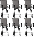PHI VILLA Outdoor Swivel Bar Stools Set of 6, Bar Height Patio Bar Stools & by PHIVILLAThepioneerofcomfortablehouseholdsupplies