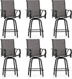 PHI VILLA Outdoor Swivel Bar Stools Set of 6, Bar Height Patio Bar Stools & by PHIVILLAThepioneerofcomfortablehouseholdsupplies
