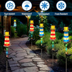 4 Pack Lighthouse Solar Lights, 7 Light Color Changes, IP65 Waterproof Solar - Image 2