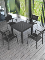 5 Pieces Outdoor Dining Set, Never-Rust Aluminum Expandable Patio Dining Table - Image 2