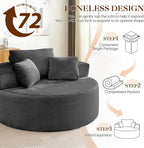 Antetek Oversized Round Chaise Longue Chair Indoor, Modern 55-inch Upholstered - Image 6