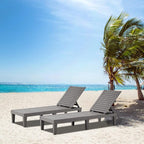 Outdoor Chaise Lounge Set of 2, Adjustable Pool Lounge Chair by EUNHOO