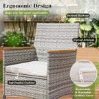 Tangkula 9 Pieces Patio PE Wicker Dining Set, Outdoor Acacia Wood Table and - Image 5