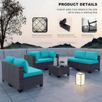 Kullavik 7 Pieces Outdoor Patio Furniture Set, Sectional Rattan Sofa Set Brown - Image 3