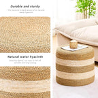 Handwoven Ottoman Pouf, Natural Seagrass Footstool, Round Braided Outdoor Seat - Image 5