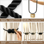 Hion Magnetic Curtain Tiebacks Black 6 Pack, Curtain Tiebacks Buckles Holdbacks - Image 3