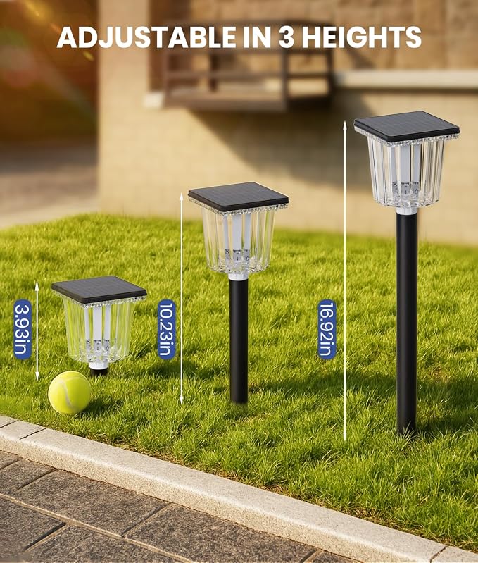 12-Pack Super Bright Solar Pathway Lights Outdoor Powered, Adjustable Warm&Cool - Image 6