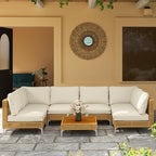 Outsunny 7 Piece Wicker Patio Furniture Set, Modular Outdoor Sectional - Image 8
